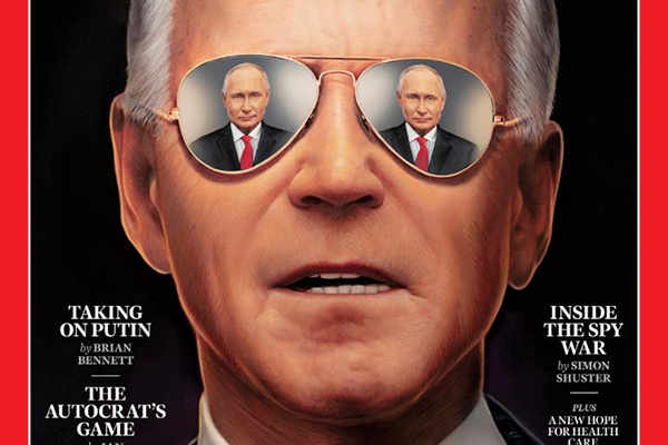 Журнал «Time» поместил на обложку Байдена в темных очках с отражением Путина