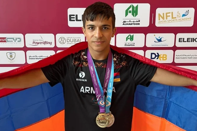 Паралимпиец-тяжелоатлет Хорен Цатурян завоевал золотую медаль на Молодежном чемпионате в Дубае